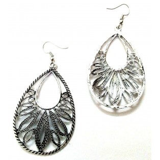 Silver Oxidized Earrings Jhumka Jhumki Jewelry Bollywood Drop Dangle Long EA279